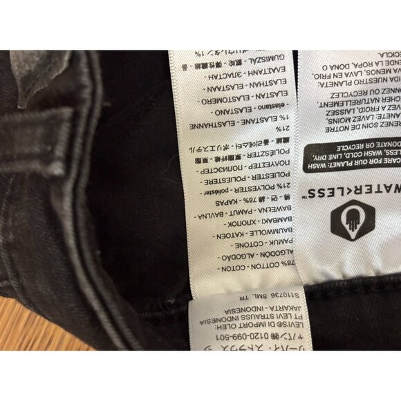 Levi's Womens 725 Jeans Size 32 High Rise Bootcut Black Dark Wash Stretch Denim - Picture 7 of 9